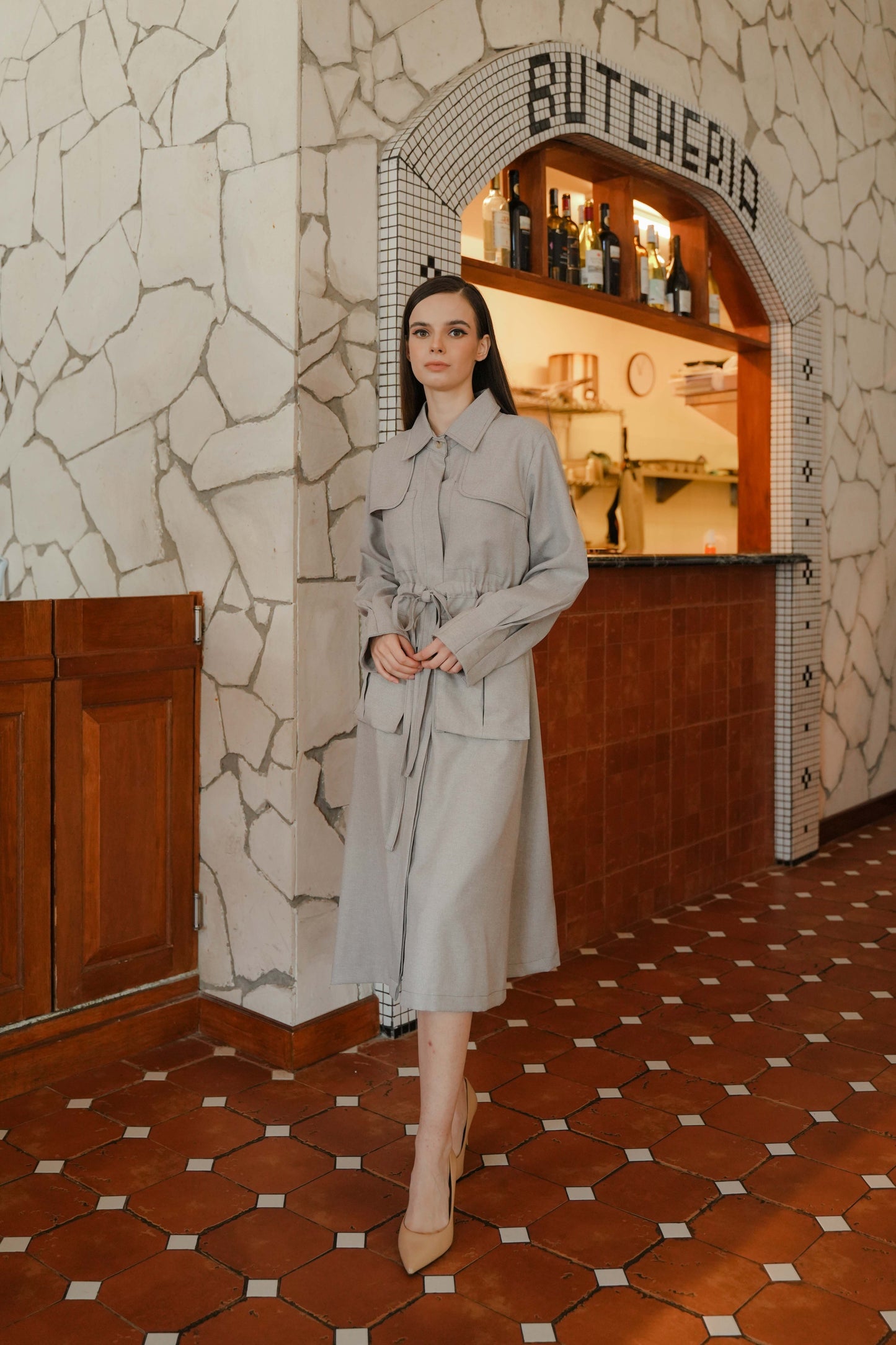 FRANCESCA DRESS SLEEVE IN BABY POWDER