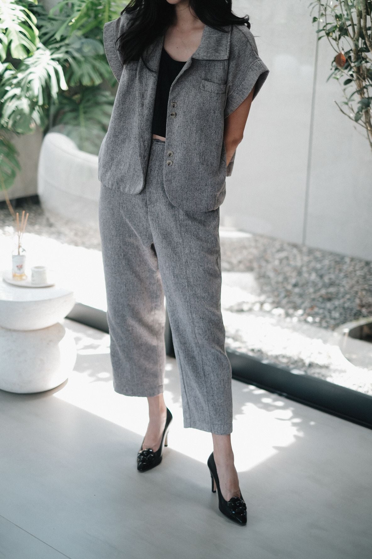 LONG KATIA PANTS IN COOL GREY