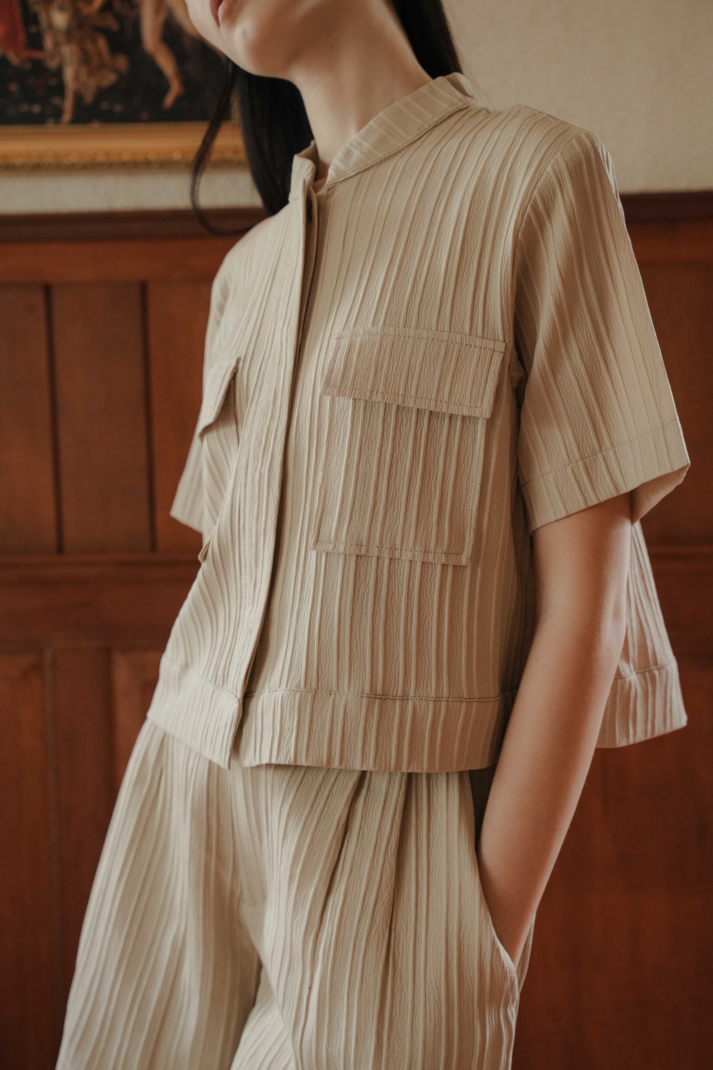 LOUVRE TOP SLEEVE IN FRAPPE