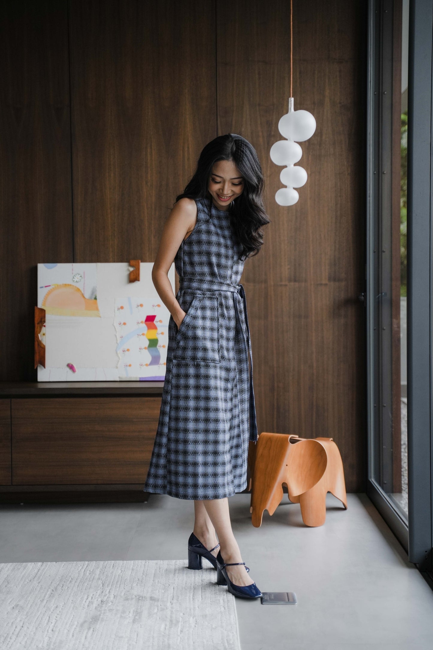 NEW AUDREY DRESS IN PEBBLE BLUE
