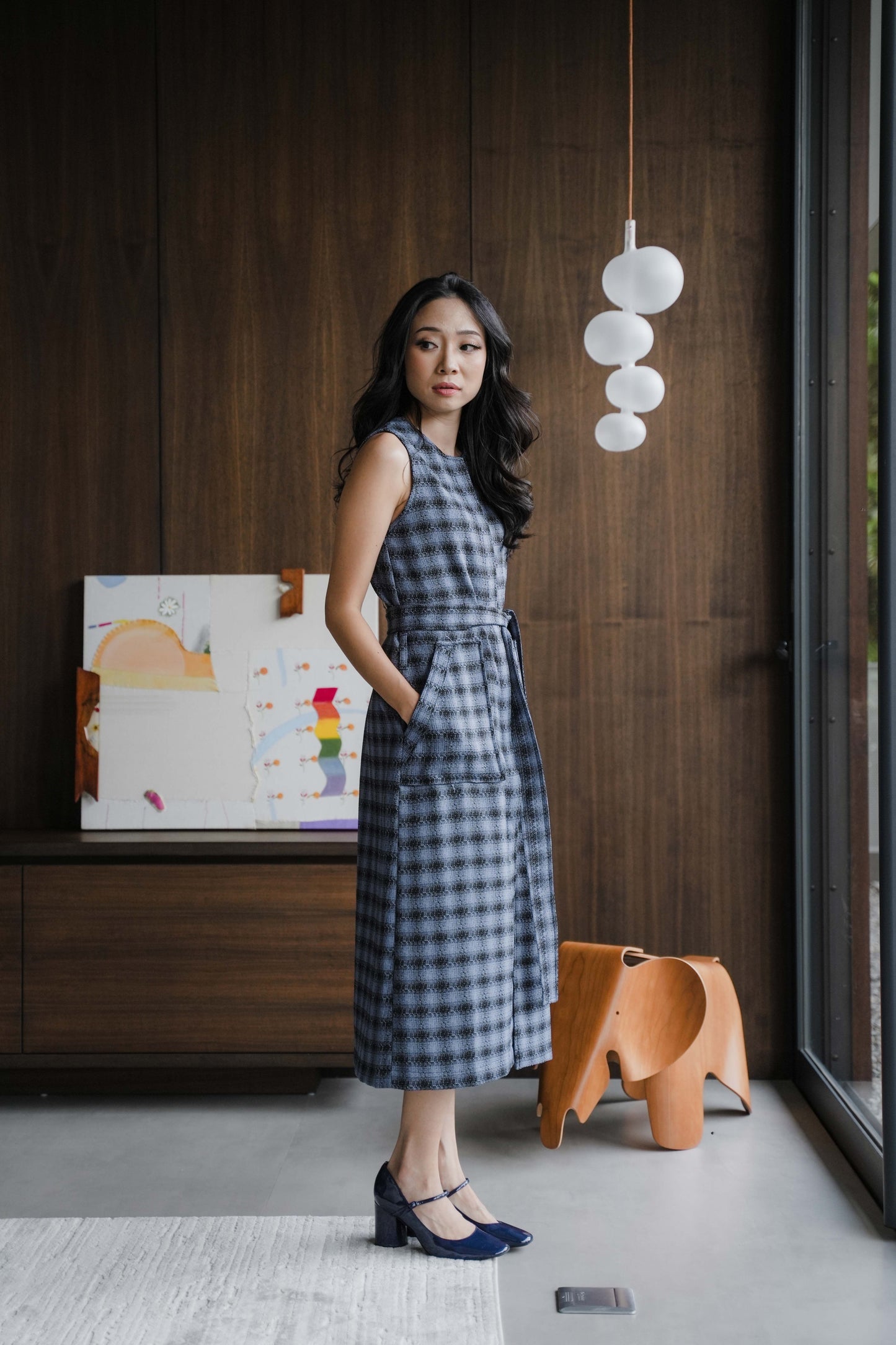 NEW AUDREY DRESS IN PEBBLE BLUE