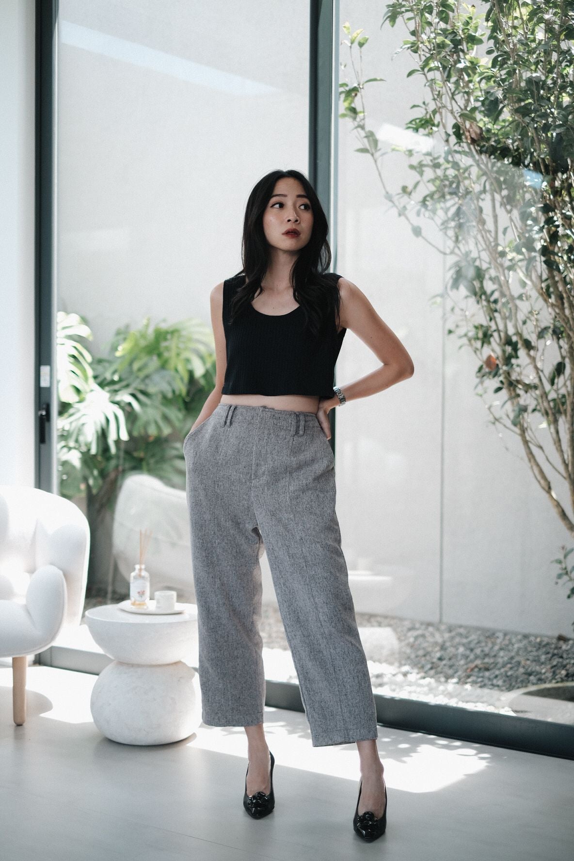 LONG KATIA PANTS IN COOL GREY