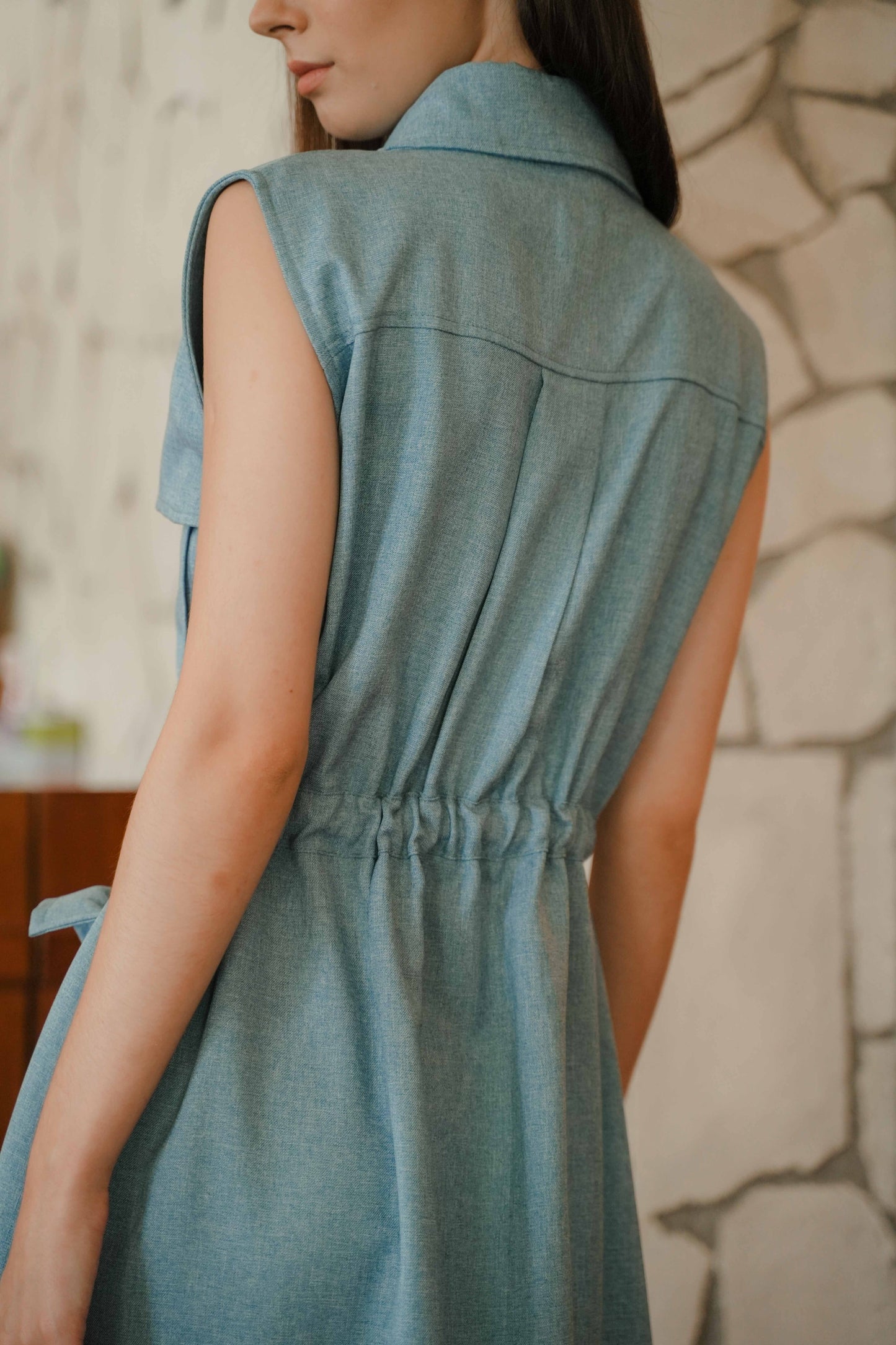 FRANCESCA DRESS SLEEVELESS IN CAPRI BLUE