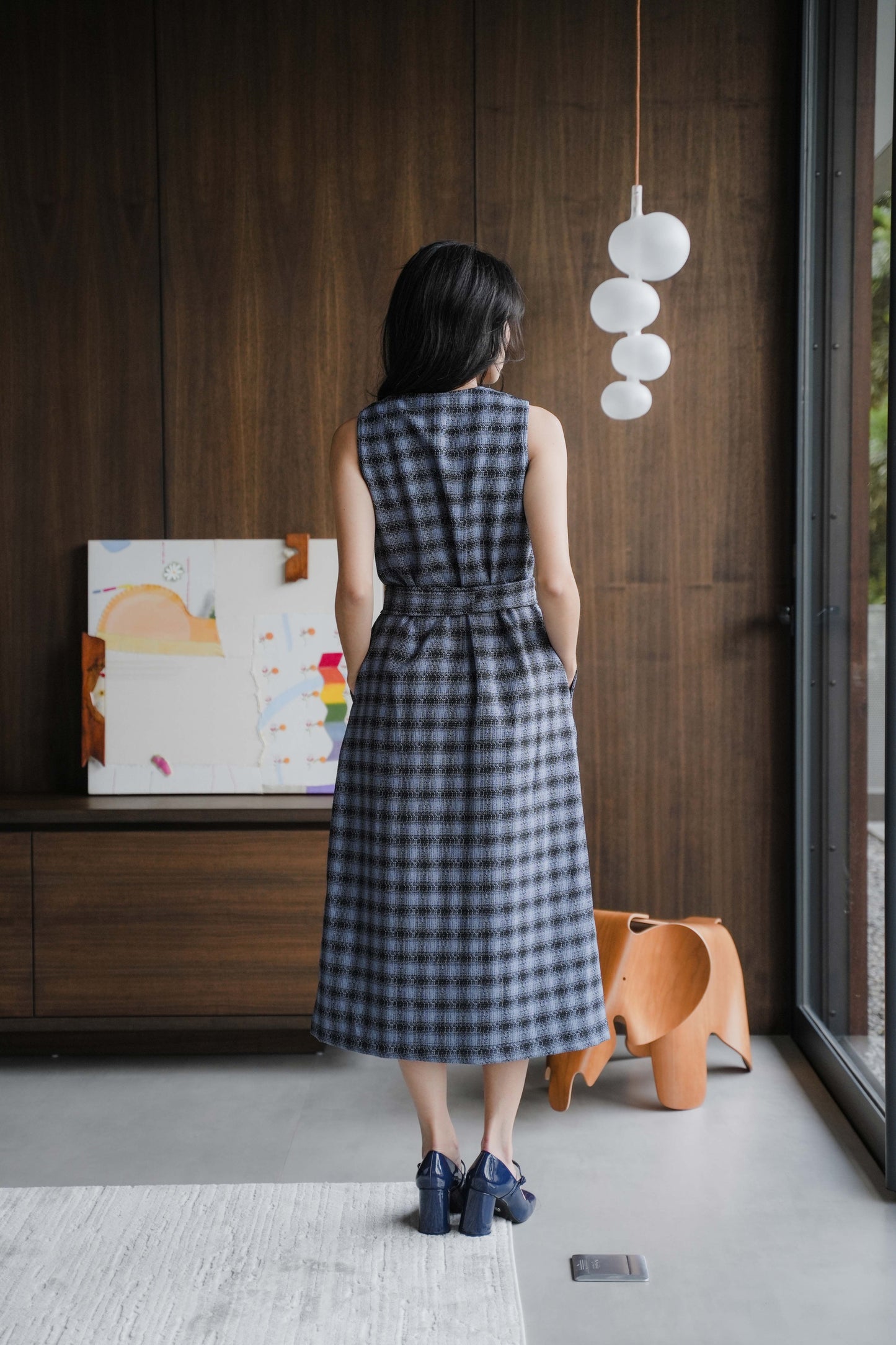 NEW AUDREY DRESS IN PEBBLE BLUE