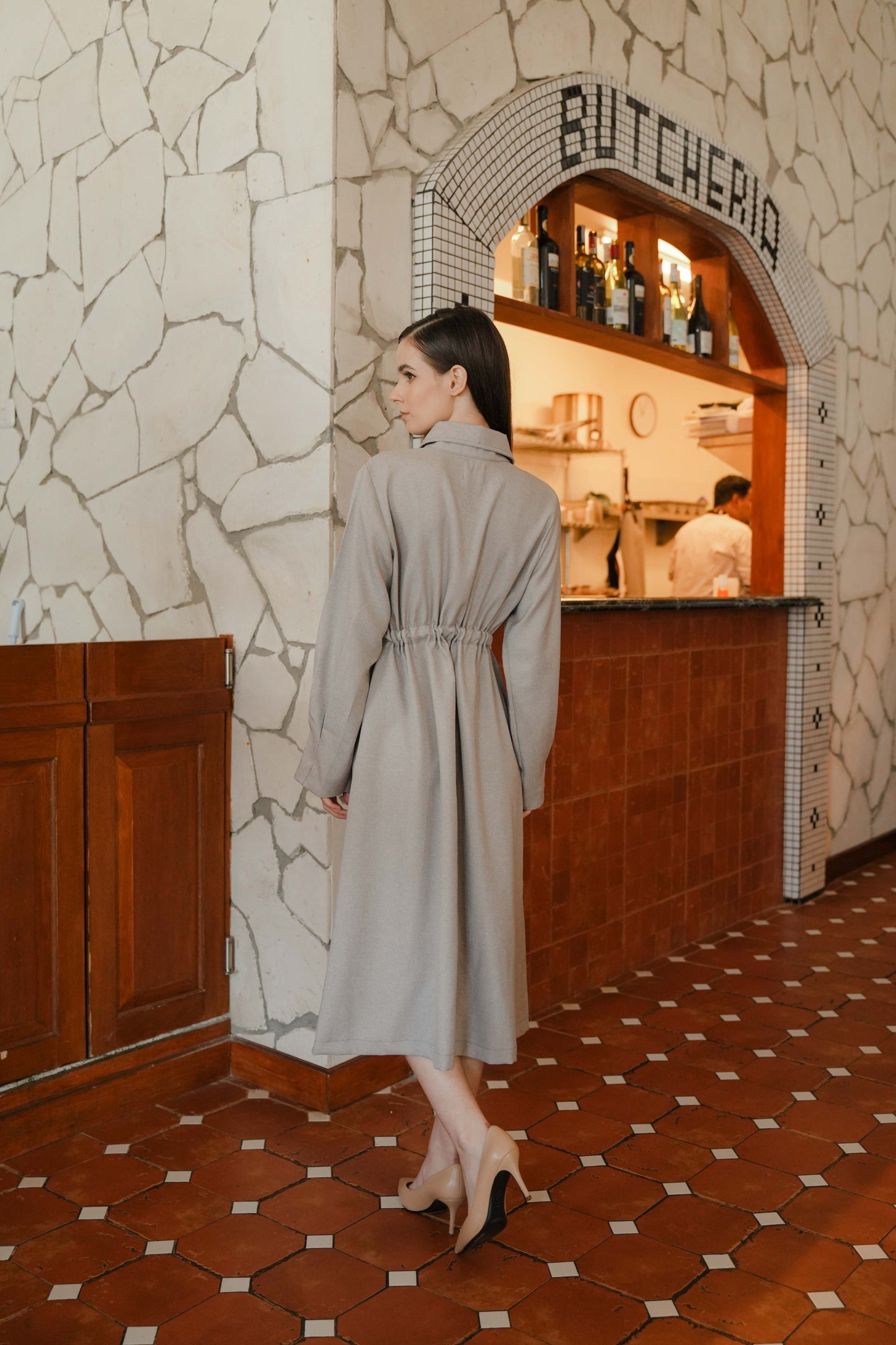 FRANCESCA DRESS SLEEVE IN BABY POWDER