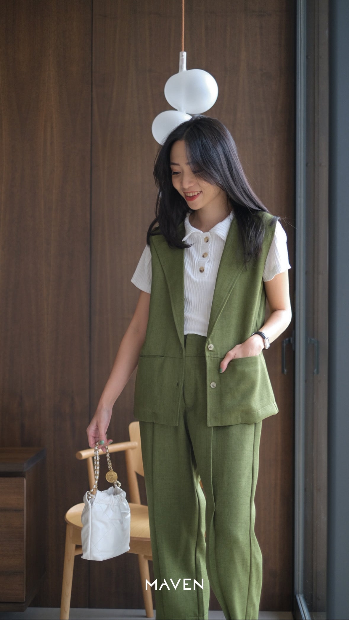 HONORE VEST IN KITRI GREEN