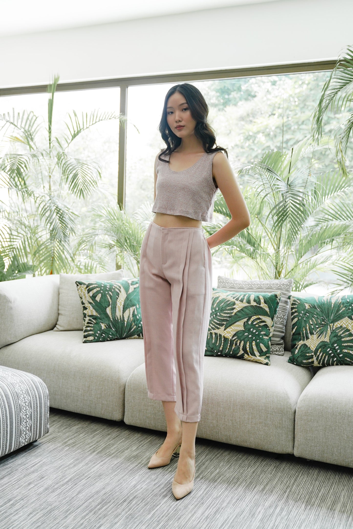 DEFECT 10% - BIGAIL CROP - SLEEVELESS IN BLEACHED MAUVE