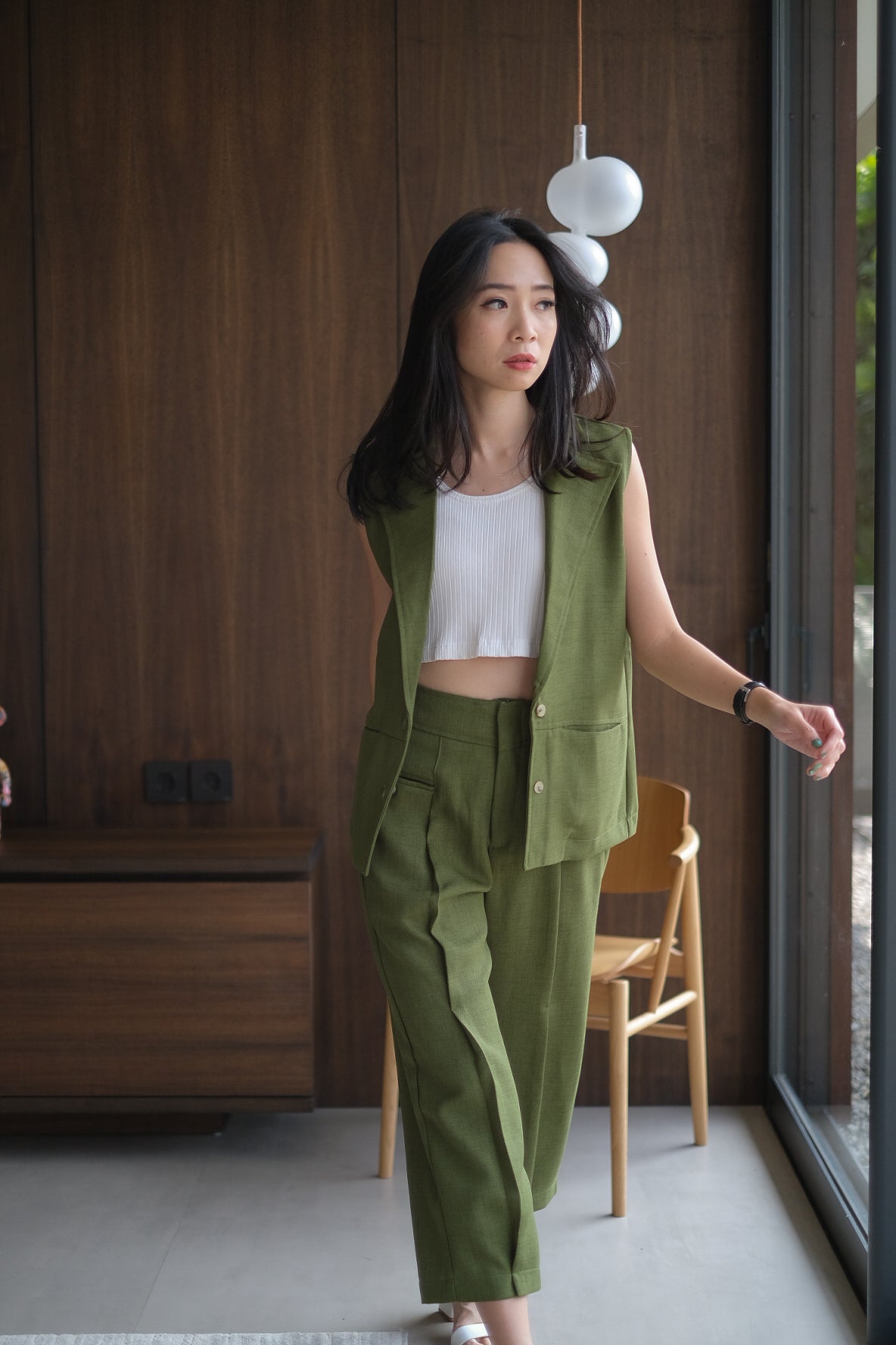 HONORE VEST IN KITRI GREEN