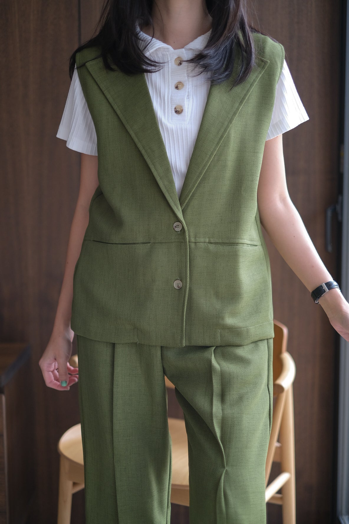 HONORE VEST IN KITRI GREEN