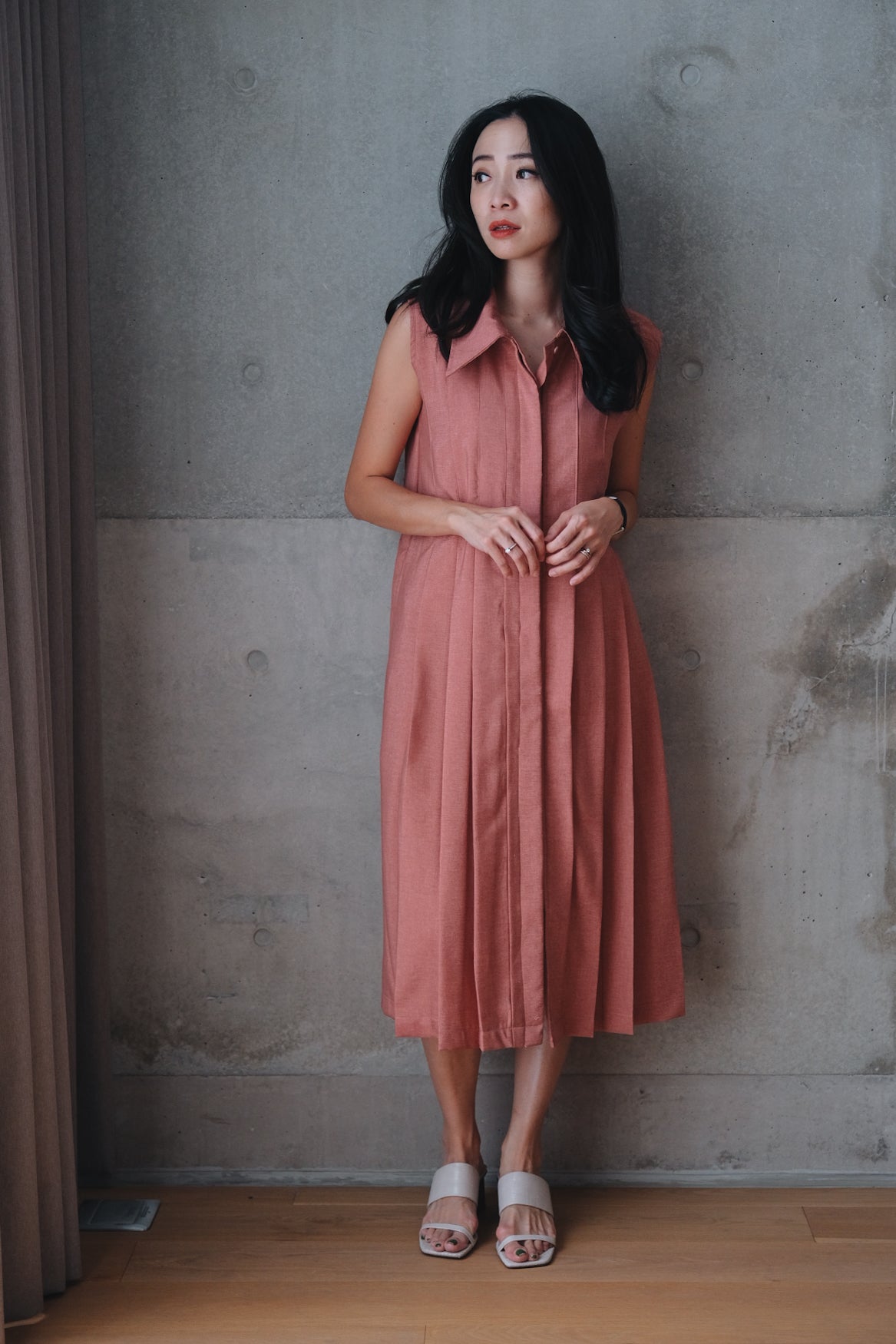 DENNISE DRESS IN BURN CORAL