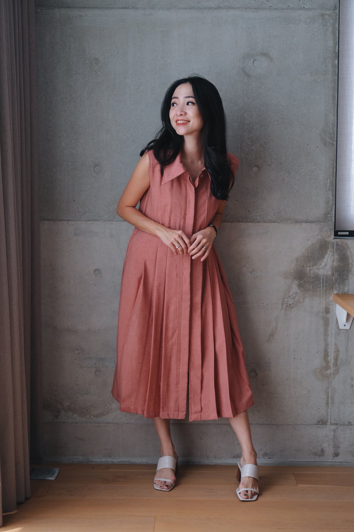 DENNISE DRESS IN BURN CORAL