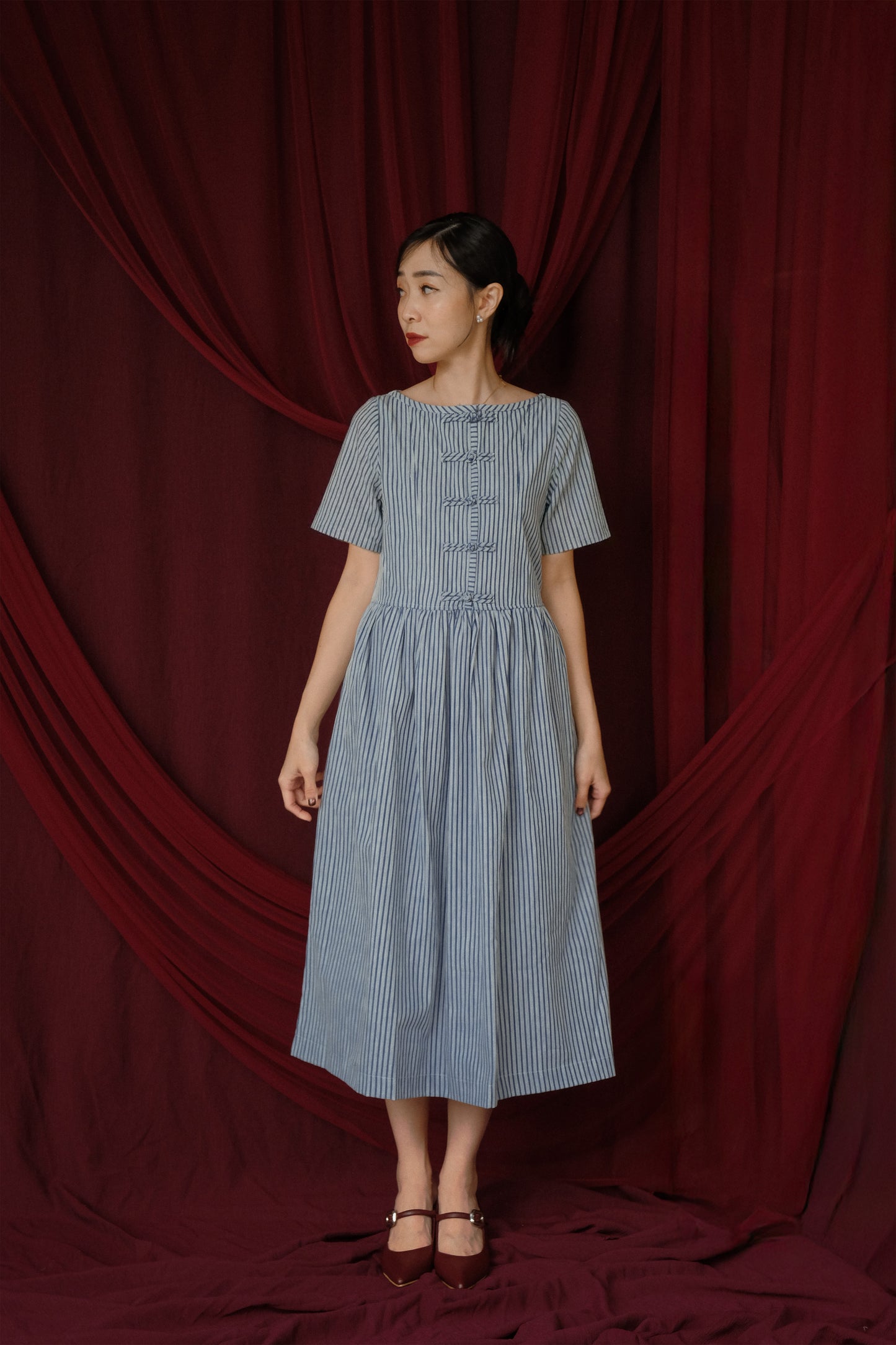 BAO DRESS IN MUTED BLUE
