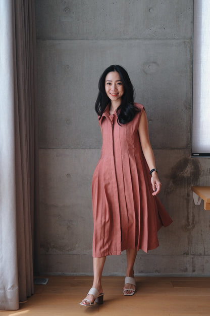 DENNISE DRESS IN BURN CORAL