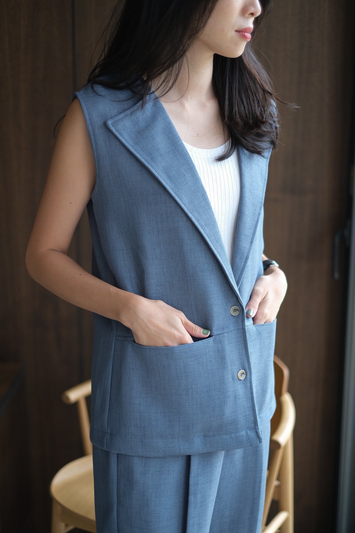 HONORE VEST IN CASHMERE BLUE