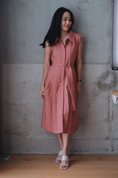 DENNISE DRESS IN BURN CORAL