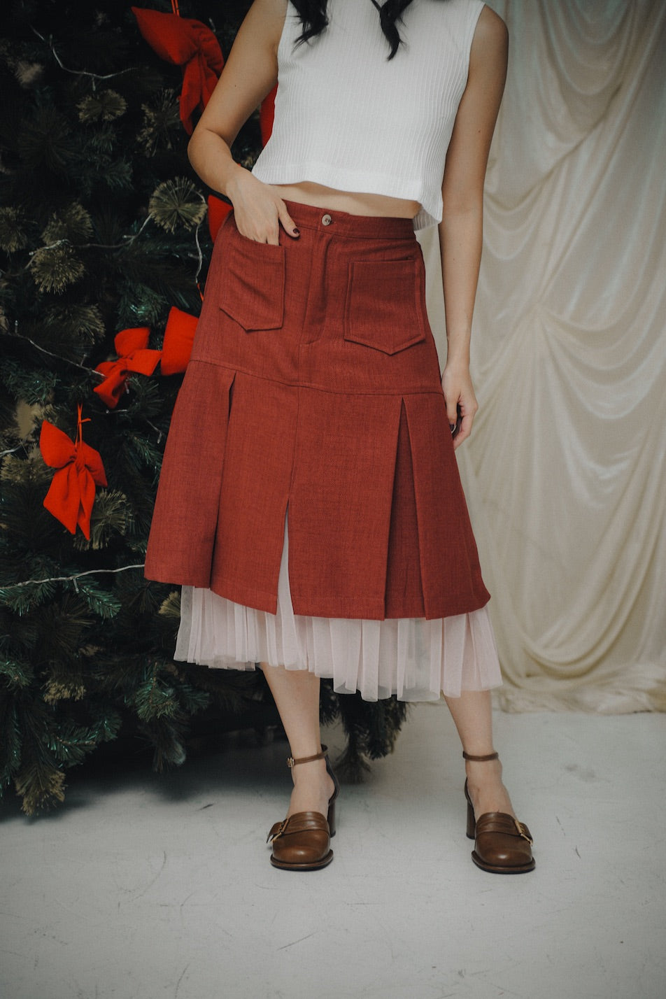 PERCY SKIRT IN FIREBRICK