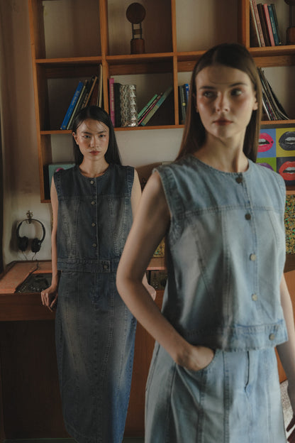 IDRIS DENIM TOP IN FUDGE
