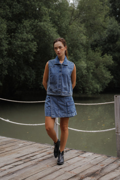 MARU TOP DENIM IN NAVAL