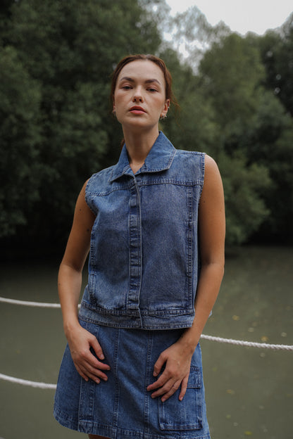 MARU TOP DENIM IN NAVAL