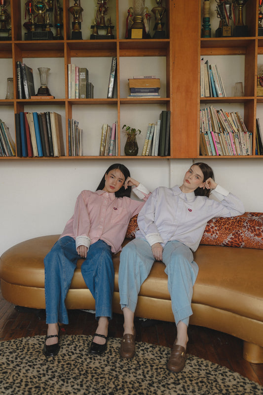 TOBY STRIPE LONG SHIRT IN EARL GREY