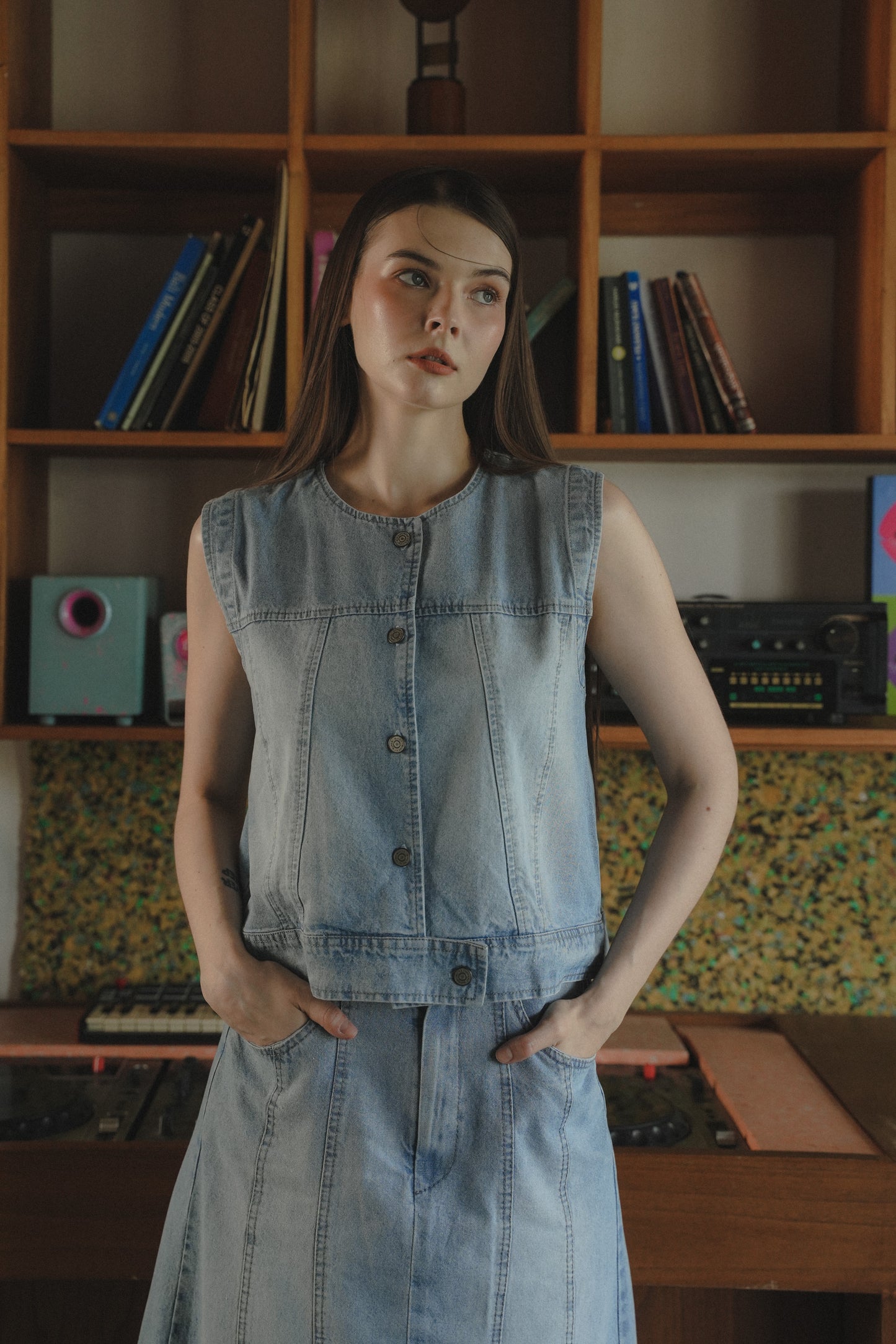 IDRIS DENIM TOP IN HAMPTONS