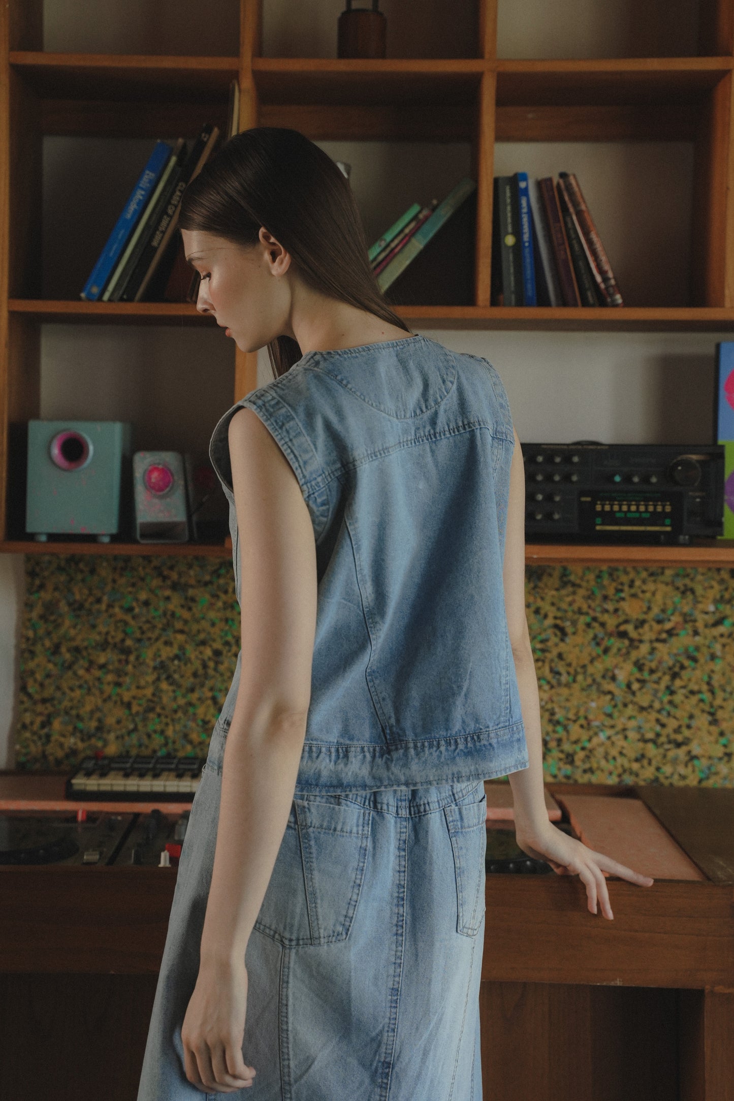 IDRIS DENIM TOP IN HAMPTONS
