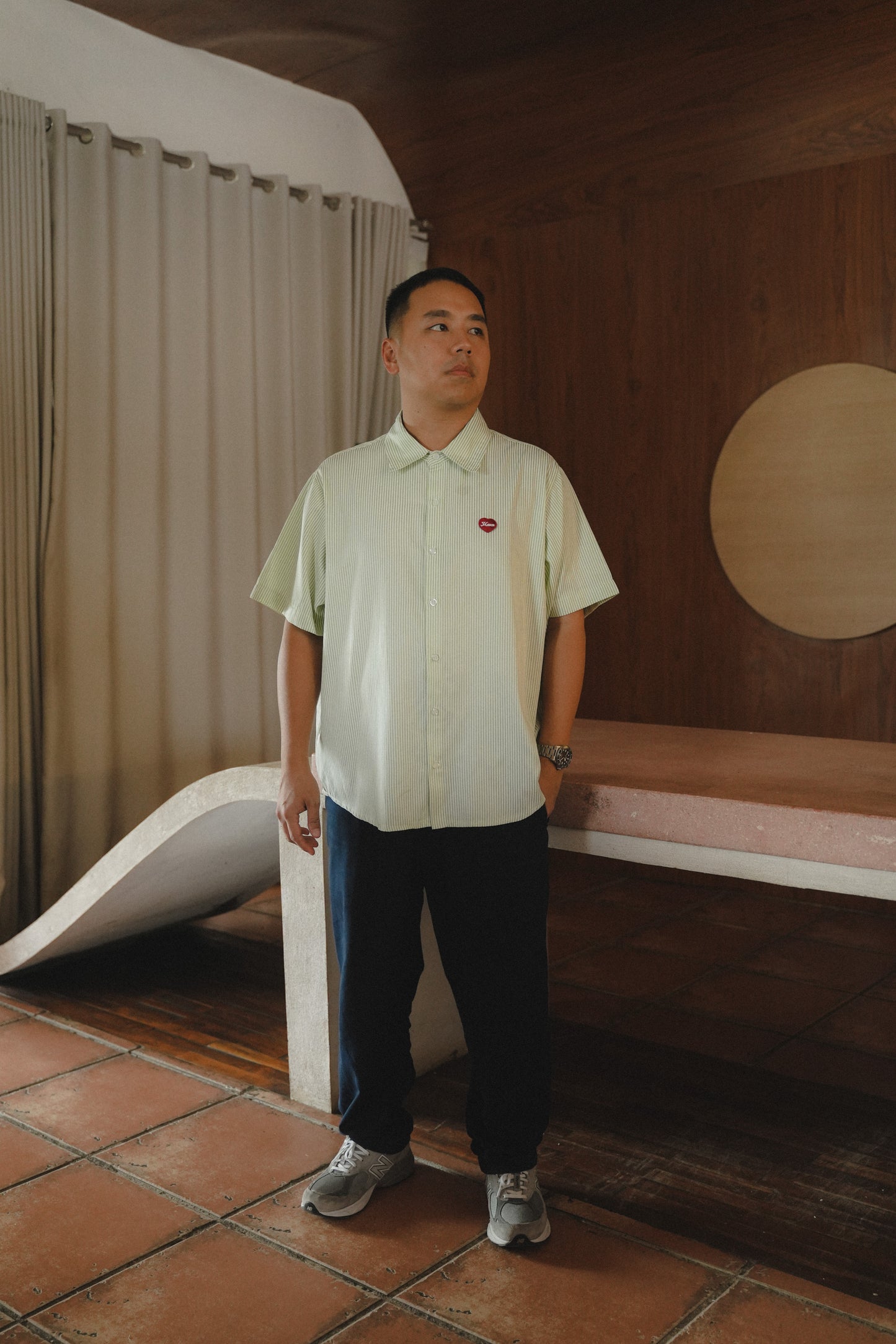 BENN STRIPE SHIRT IN MINT PISTACHIO