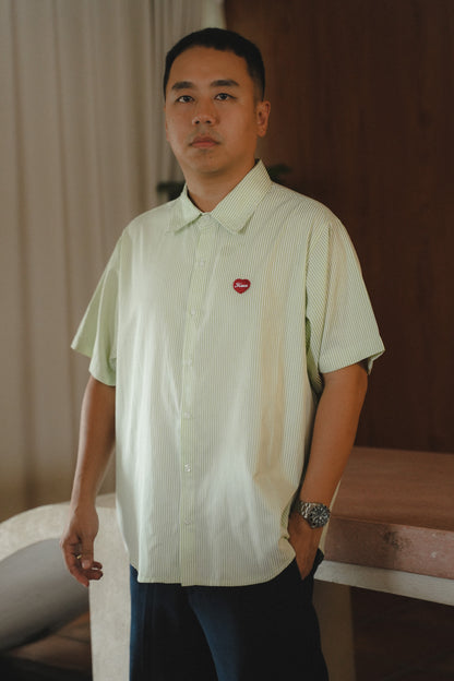 BENN STRIPE SHIRT IN MINT PISTACHIO