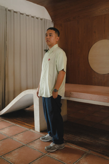 BENN STRIPE SHIRT IN MINT PISTACHIO