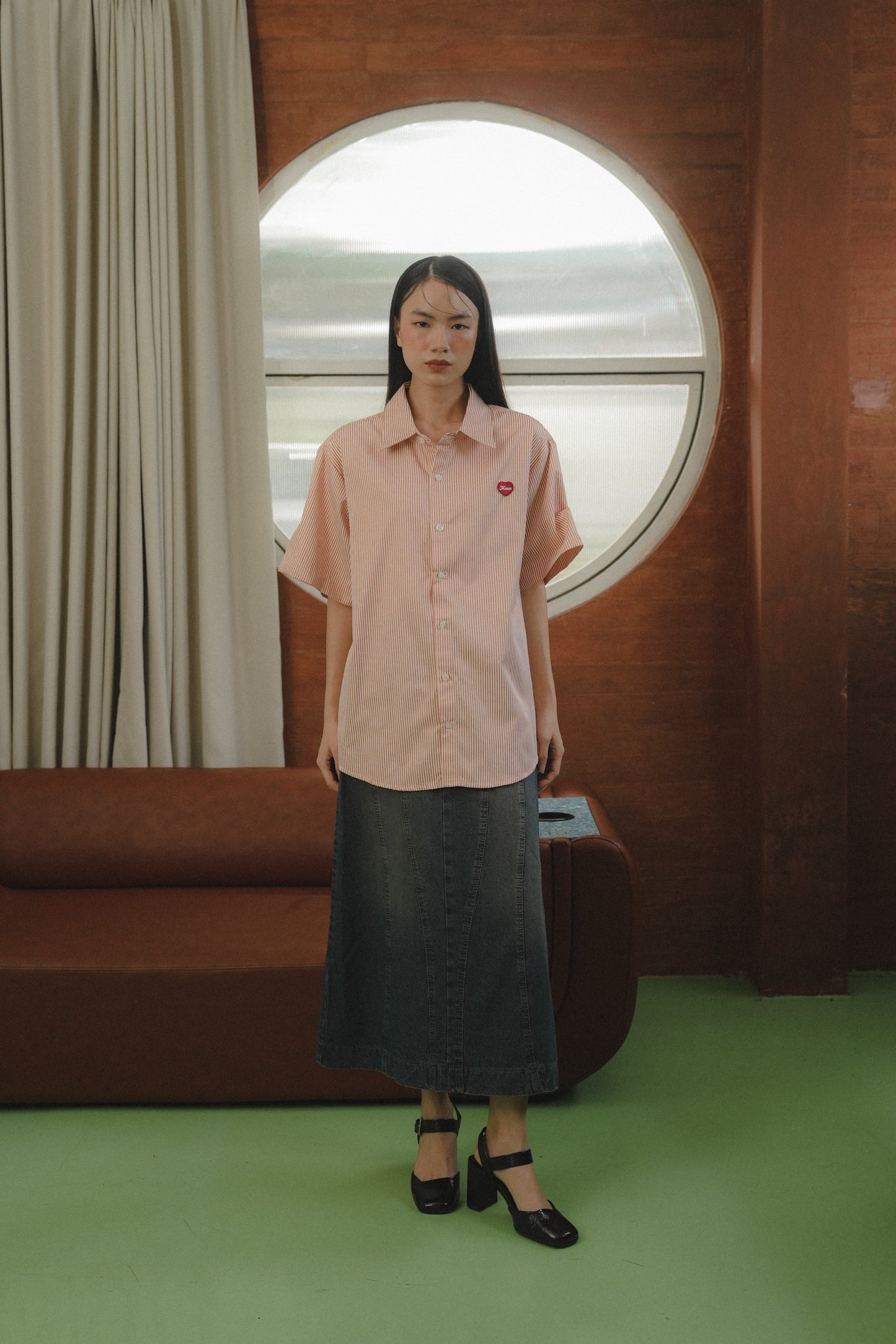 BENN STRIPE SHIRT IN CHERRY BON