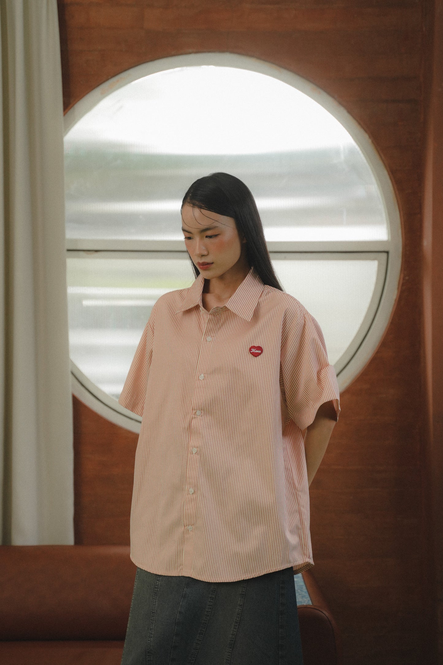 BENN STRIPE SHIRT IN CHERRY BON