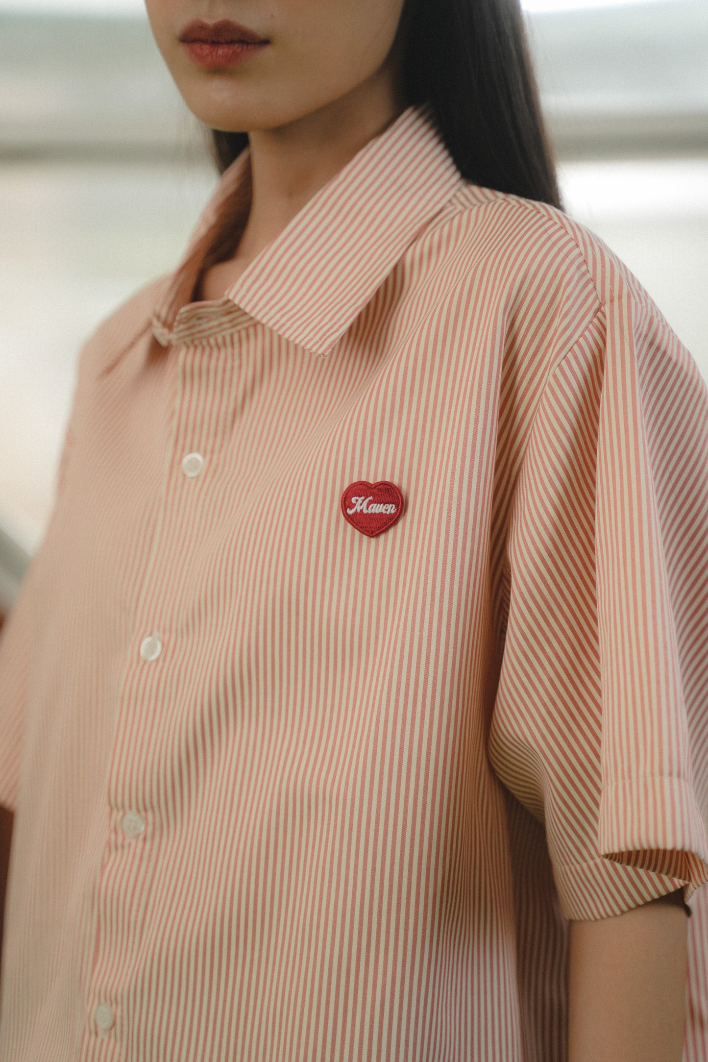 BENN STRIPE SHIRT IN CHERRY BON
