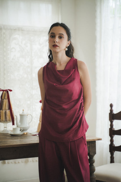 MIRAE TOP IN VELVET RED