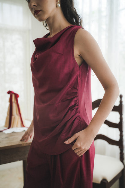 MIRAE TOP IN VELVET RED