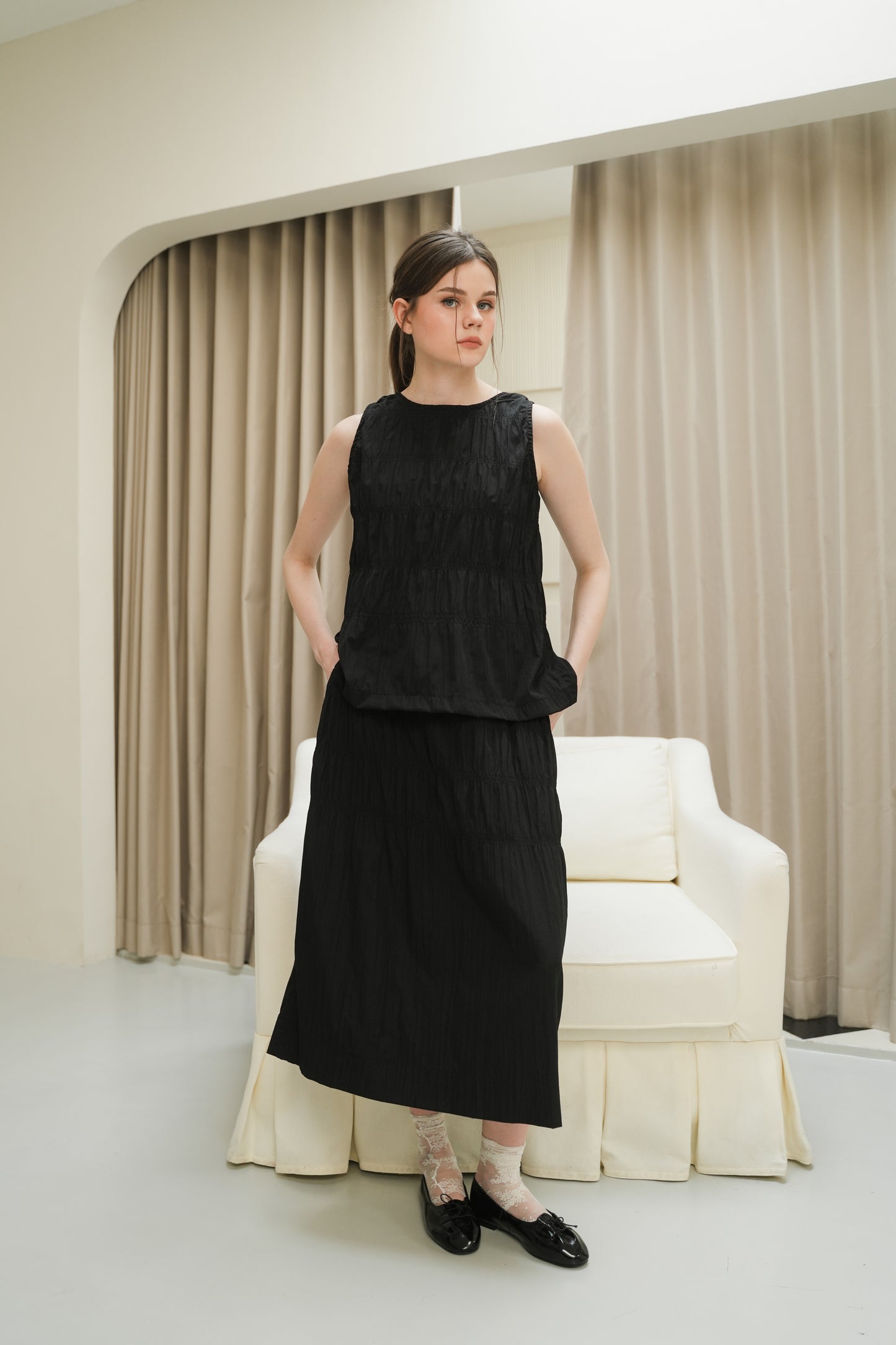 DAMON SKIRT IN CAVIAR