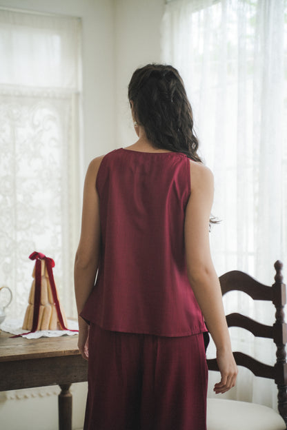 MIRAE TOP IN VELVET RED