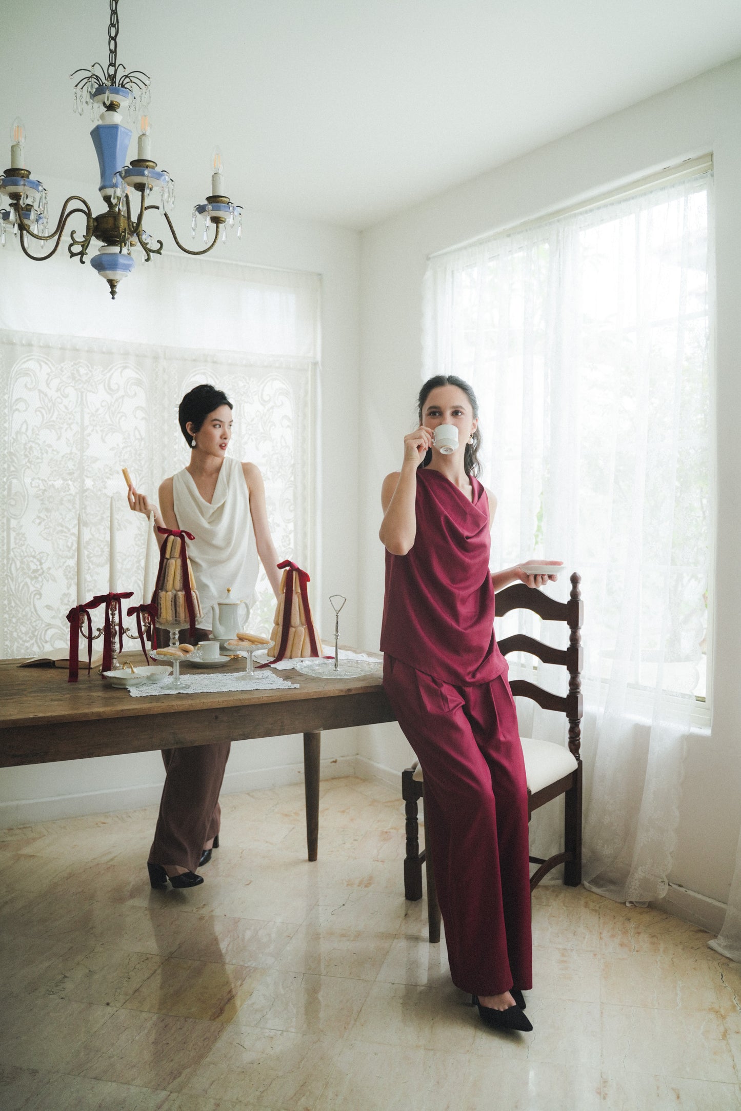 MIRAE TOP IN VELVET RED