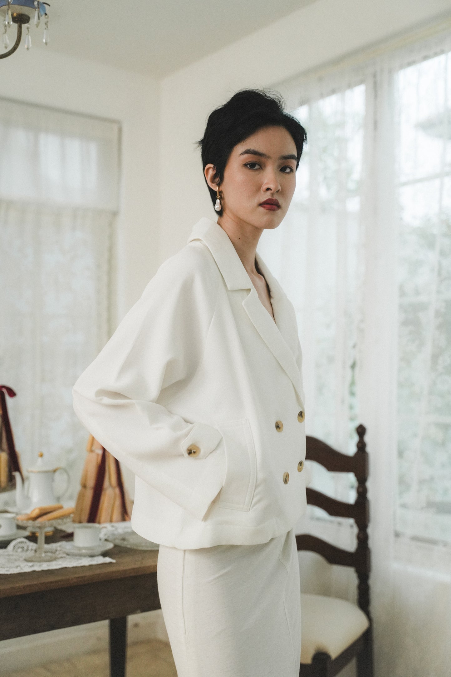 MARIN BLAZER IN IVORY CLOUD