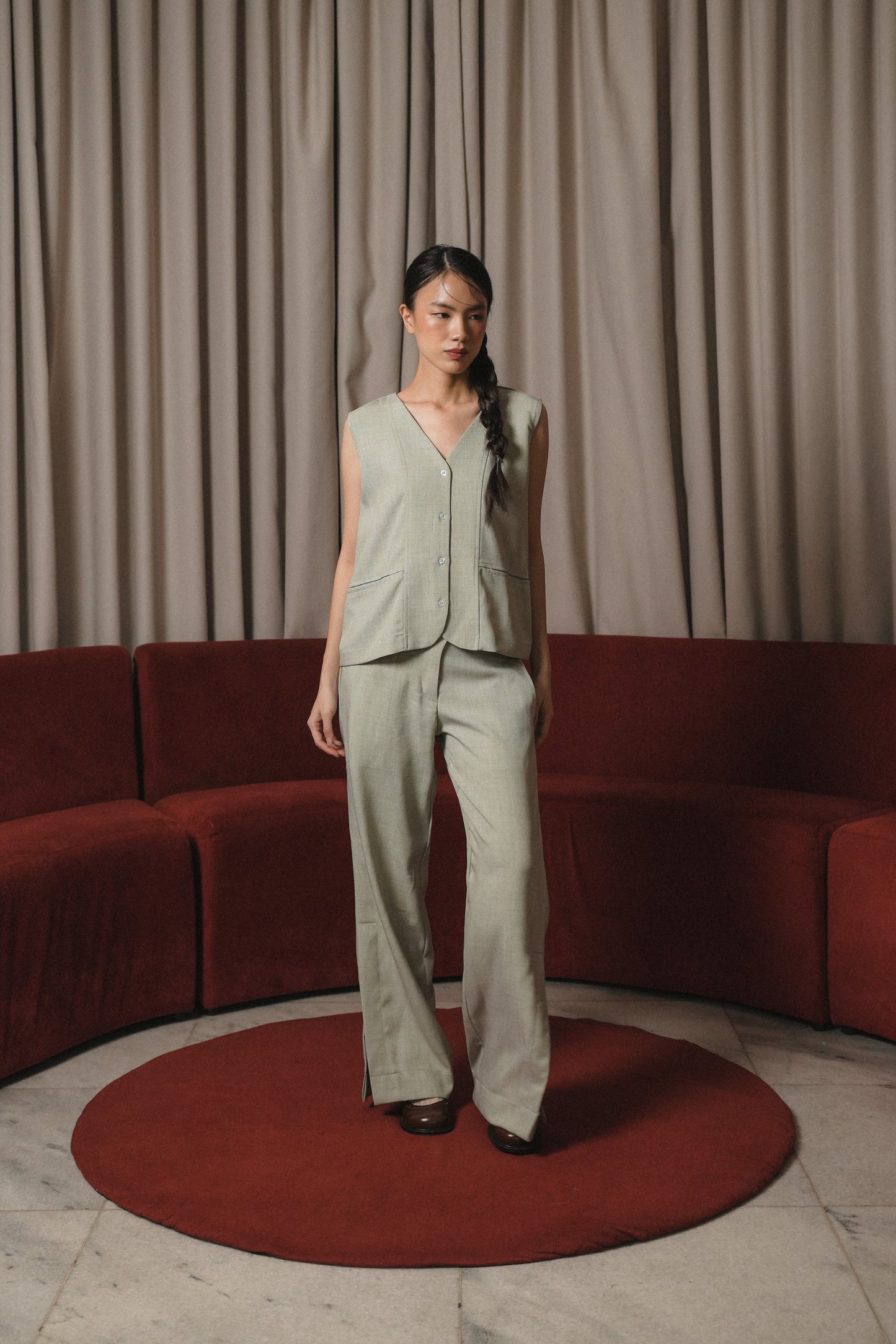 ALUNA VEST IN MOSS