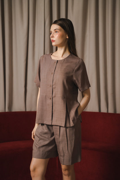 FAYE TOP IN TOFFEE NUT