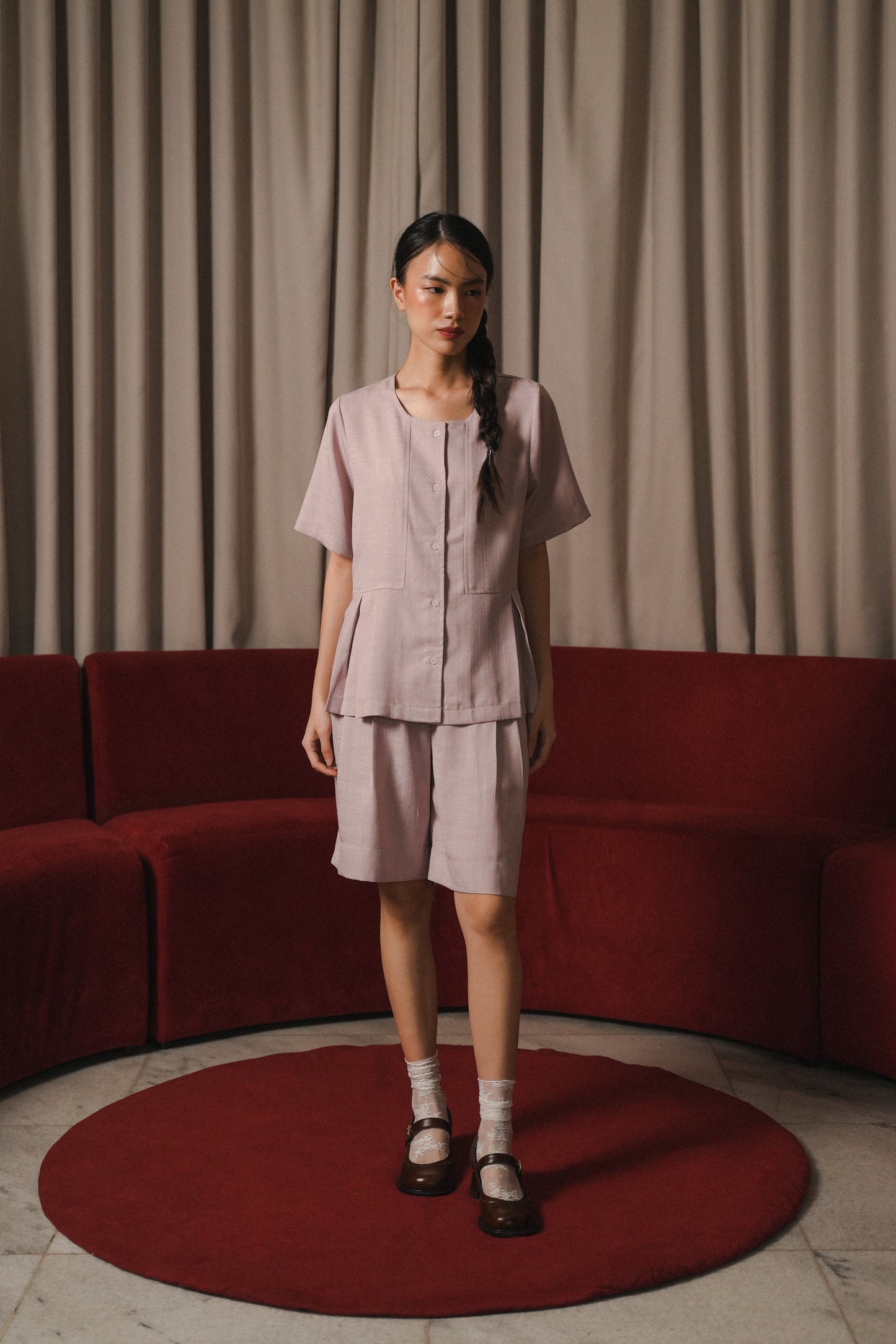 FAYE TOP IN MUTED PEONY