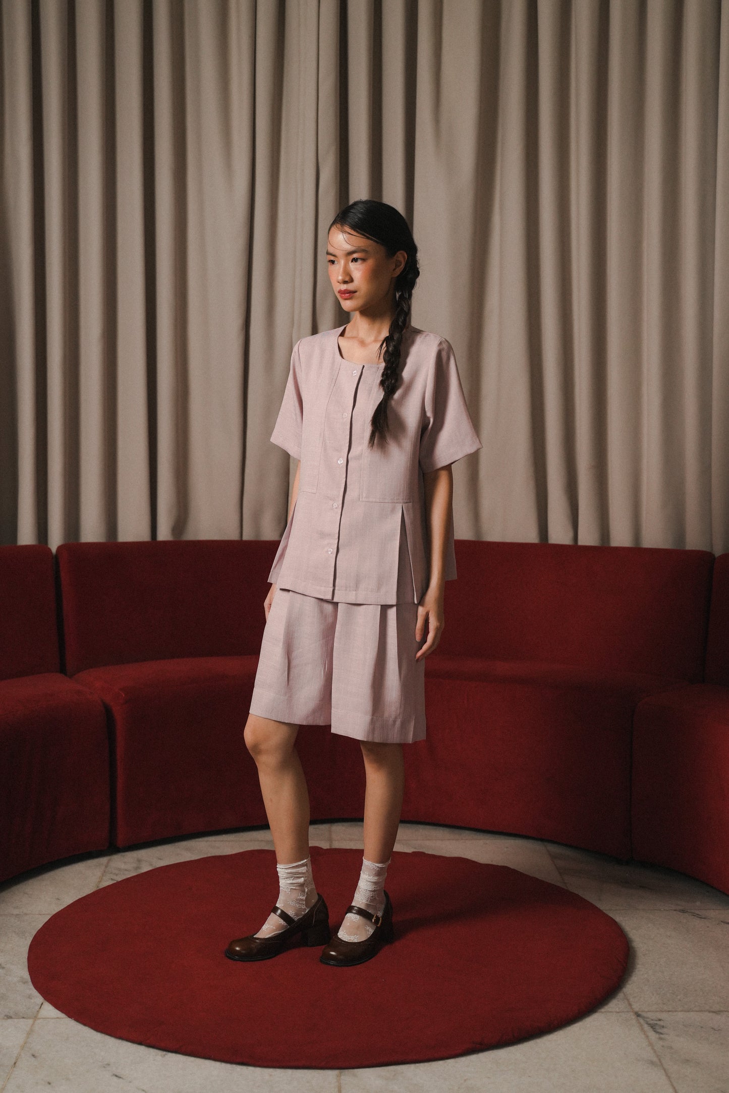 FAYE TOP IN MUTED PEONY