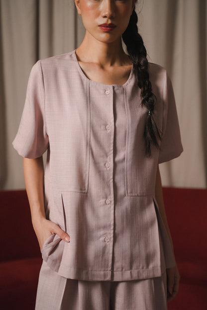 FAYE TOP IN MUTED PEONY