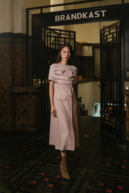 LAMER DRESS IN FEATHER BERRY
