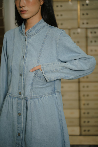 CARYS DENIM DRESS IN SKYE