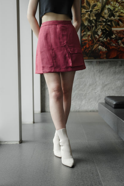 NOUCHI SKORT IN CURRANT RED