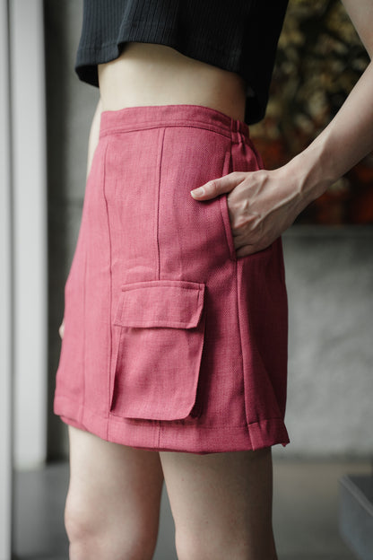 NOUCHI SKORT IN CURRANT RED