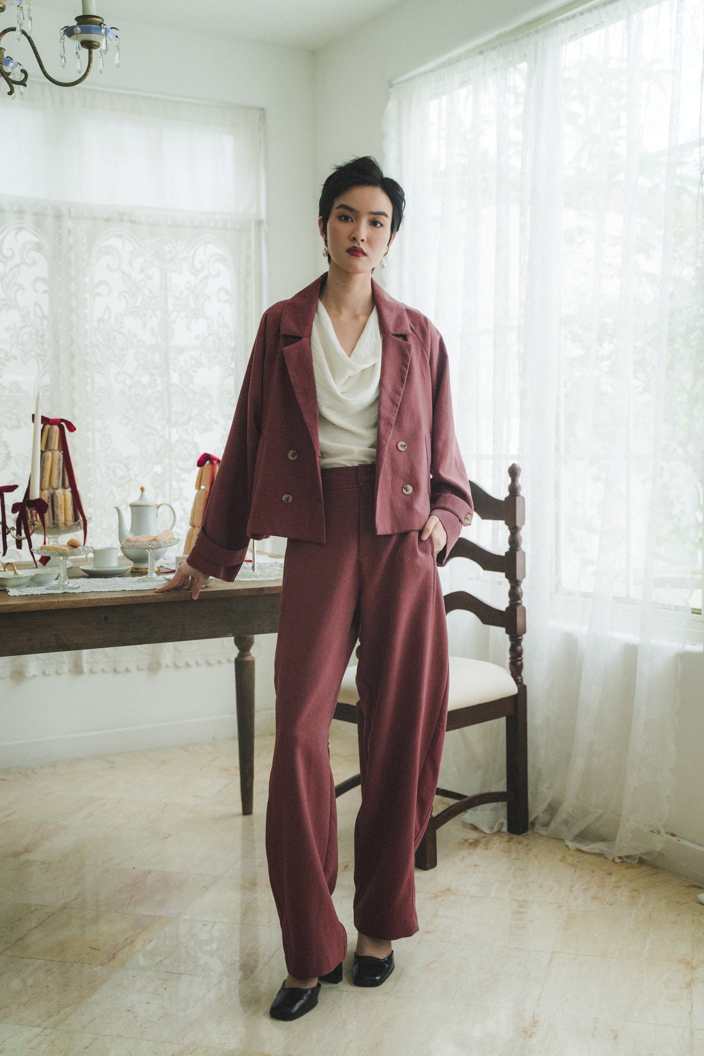 MARIN BLAZER IN ROUGE