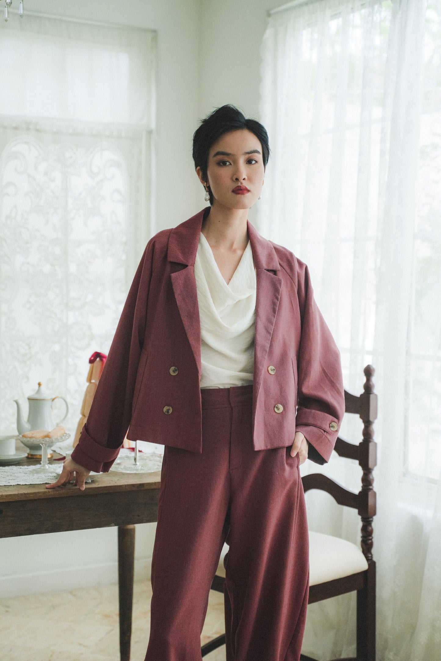 MARIN BLAZER IN ROUGE