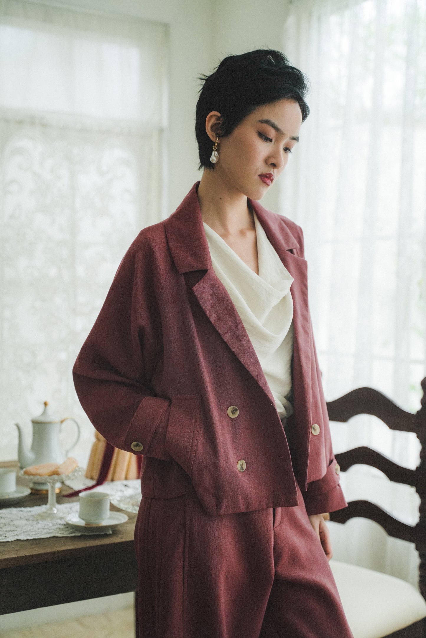 MARIN BLAZER IN ROUGE